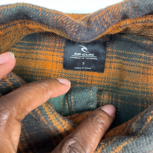 Rip Curl Mens Flannel Button Up Shirt Plaid Checkered Long Sleeve Cozy Top SMALL - Picture 4 of 10